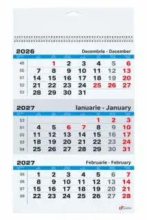Calendar A3 triptic Lucios 4 culori 2027