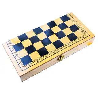 Joc 3 in 1: sah, table, dame, cutie lemn, 40x19 cm - Robentoys